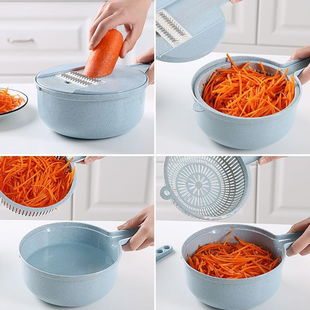 8 In 1 Vegetable Mandoline Slicer With Strainer